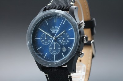 [Top NEUWERTIG] Seiko Alba VD53-X347 blaues Zifferblatt Chronograph Datum...