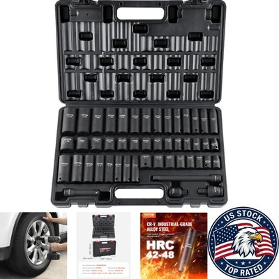 Comprehensive 48-Piece CR-V Impact Socket Set - 3/8'' Drive for Professionals