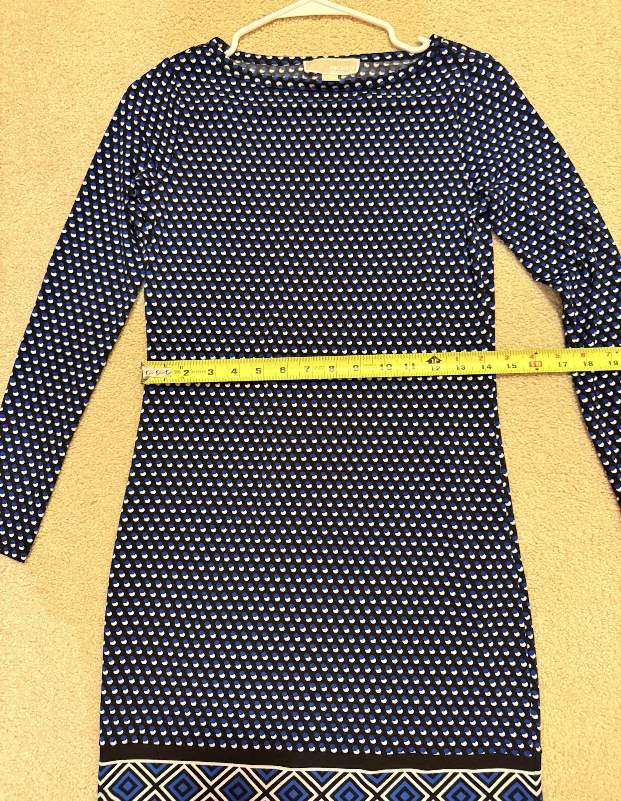 Abito a tubino Michael Kors blu nero bianco a pois manica lunga taglia P