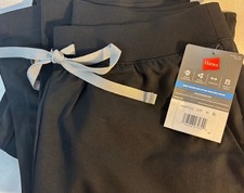 Hanes Stretch Black Pull-On High-Rise Straight Scrub Pants Poly/Spand M NWT