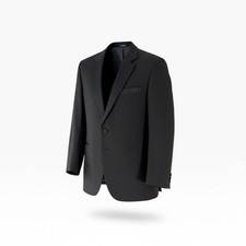 Barry Manufacturing Harvard Club Black Tuxedo Suit Satin Peak Lapel 46L 2 Piece