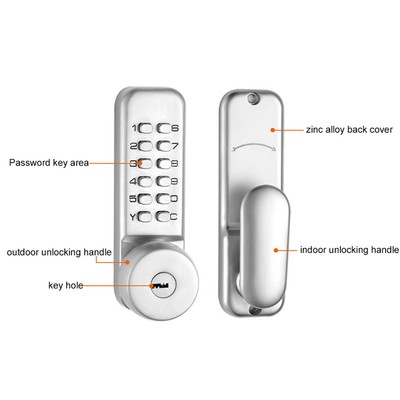 Mechanical Digital Door Lock Set Waterproof Password Push Button Combination Hot