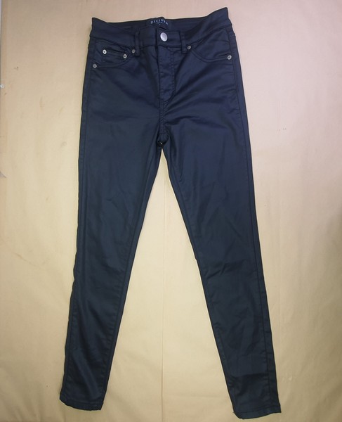Decjuba Skinny Jeans Black Sheen Womens Size 10  Mid Rise Zip Fly