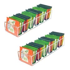 2 PCS Clear Acrylic Tea Bag Organizer 6 Slot Holder Packet Storage Cabinet