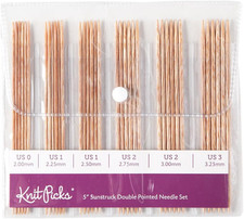 Double Pointed Wood Knitting Needle Set Sunstruck 5" 