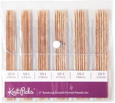 Double Pointed Wood Knitting Needle Set (Sunstruck 5")