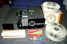 Vintage Sawyers Rotomatic 707 AQ Slide Projector W/ Trays, NEW Extra Bulb- WORKS