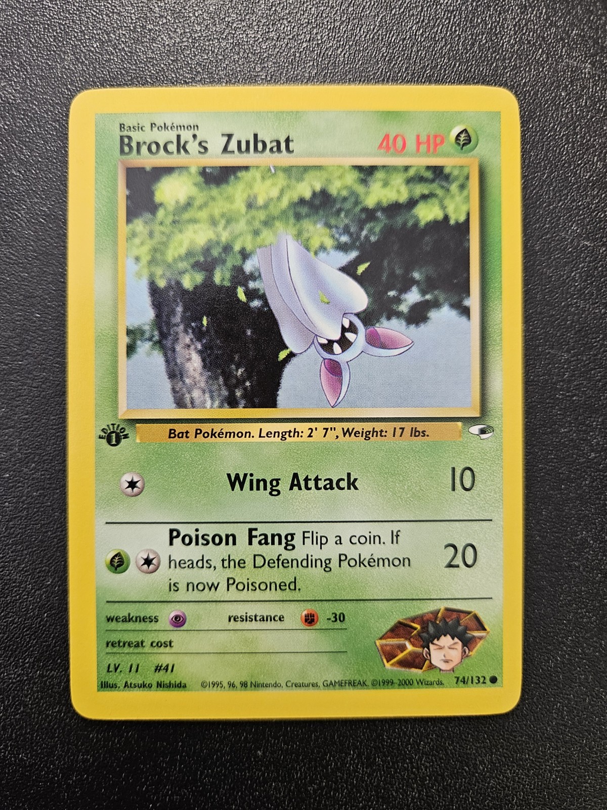 Pokemon 1st Edition Gym Heroes Brock's Zubat 74/132 NEAR MINT