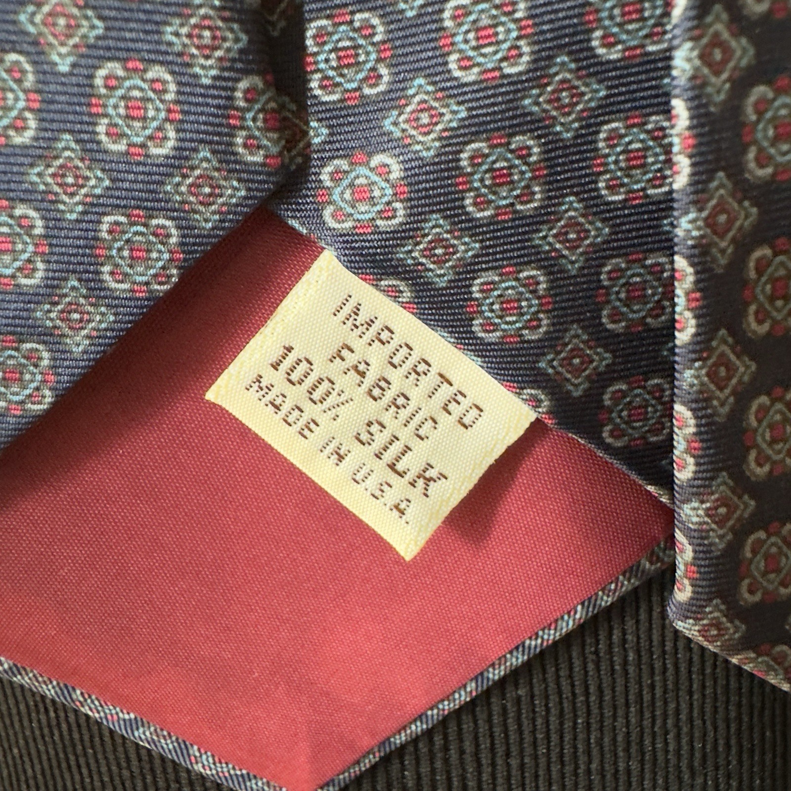 Vintage Yves Saint Laurent Men’s Blue Geometric Floral Silk Tie Paris New York thumbnail 5