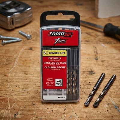 NEW Rotozip XB-DW10 XBits 5/32'' Drywall Guidepoint Router Cutout Bits - 10 Pack
