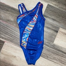 Sparkly Blue Asymmetrical Leotard sz CM