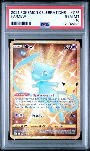 Mew 2021 Pokemon Celebrations Collection 025 Gold Shiny Full Art PSA 10 Gem Mint
