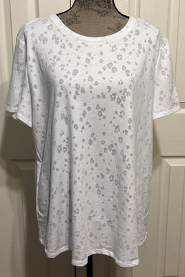 Chico's Optic White Gigie French Terry Burnout Top Size 3(16/18) New with defect