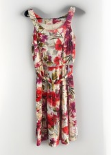 Sandra Darren Dress Women’s Size 8 A-Line  Floral Lined Pockets Zip Up
