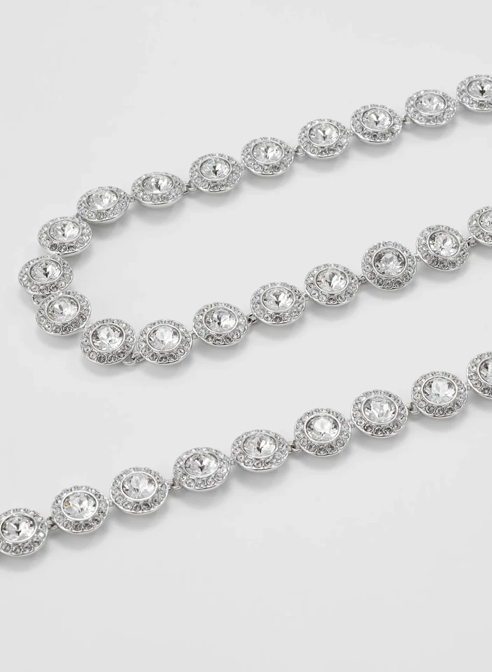 Collana Tennis Una Angel Donna Argento con Cristalli Swarovski Elements Original - Immagine 3 di 4