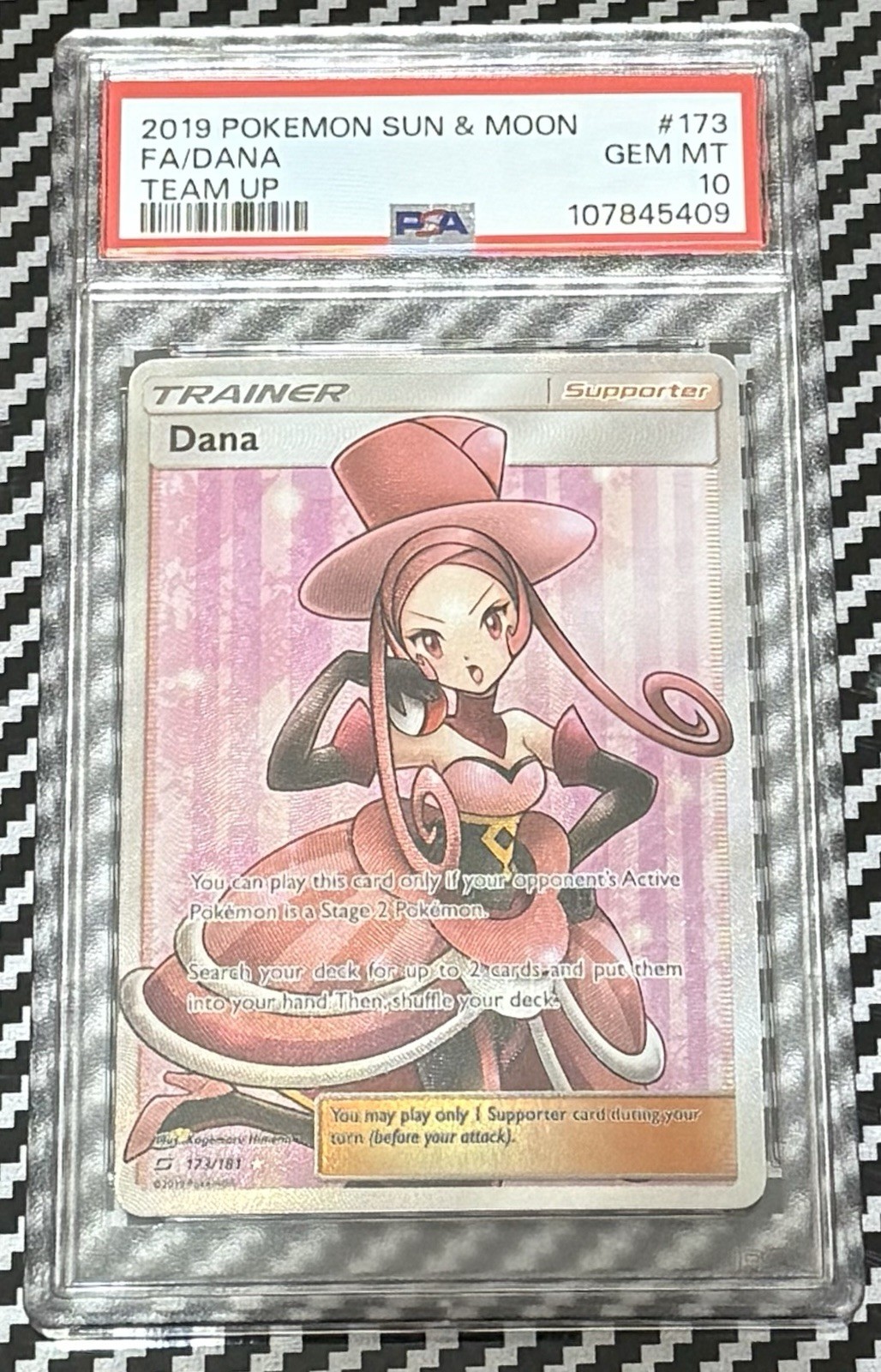 2019 Pokemon Sun & Moon Team Up # 173 Full Art Dana PSA 10 Card GEM MINT! Waifu