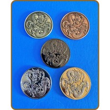Geocoin Twin Chinese Dragons (Set of 5) Untra...