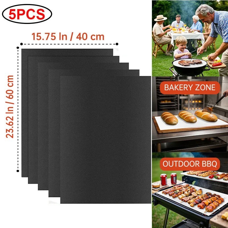 10x BBQ Grill Mat Non Stick Reusable Baking Mats for Outdoor BBQ Cooking Sheets~
