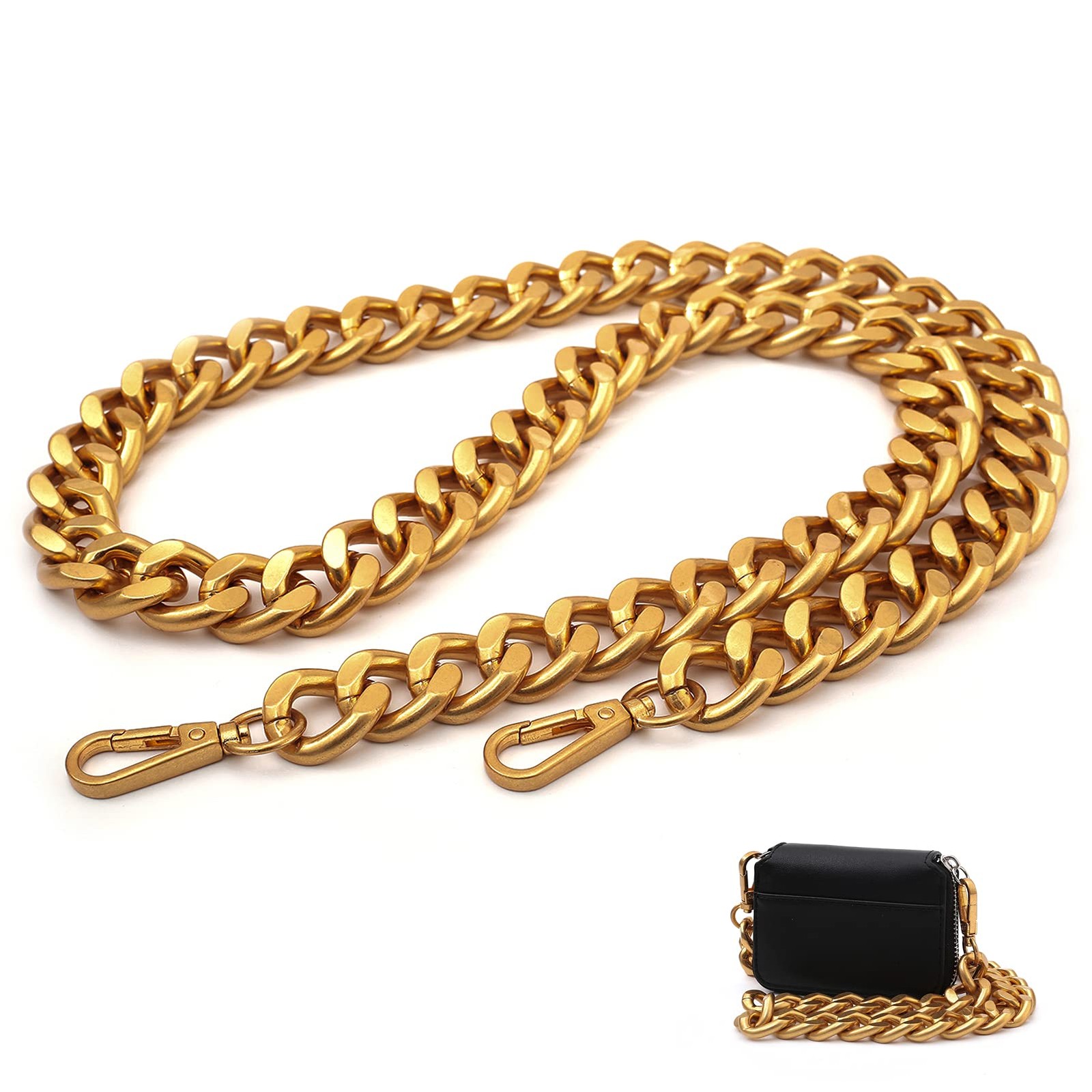 Yichain 42''Substantial Big Metal Cross-Body Chain Purse Strap Replacement for
