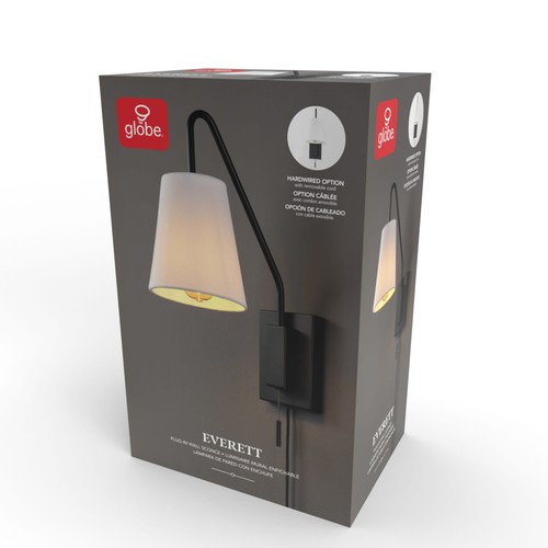 Globe Electric 91005999 Everett 16" Tall Hardwired or Plug-In - Black - Bild 2 von 11