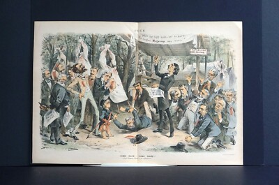 Bloody Shirts 1887 REPUBLICAN CAMP MEETING MUGWUMPS SCHURZ TUTTLE SHERMAN Puck