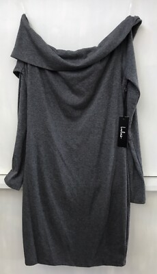 Lulus Nella Gray Off-the-Shoulder Sweater Dress Size L Large NWT