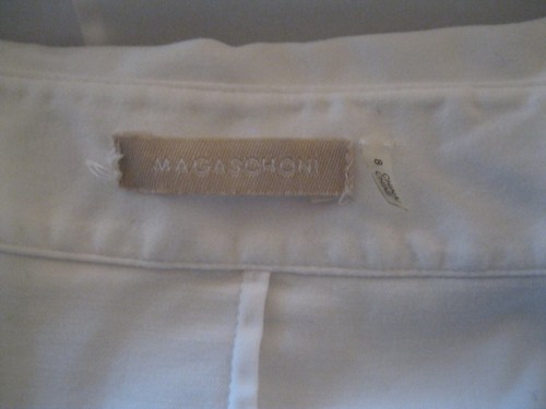 MAGASCHONI White Cotton Blend Dress Covered Placket Blouse Shirt Top Size 8, EUC - Picture 6 of 7