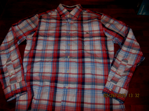 NWOT Vineyard Vines Mens SMALL White And Blue Check Slim Fit Tucker Shirt - 第 2/6 張圖片