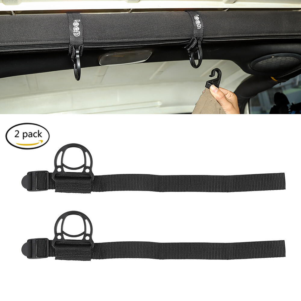 2pcs Adjustable Rooftop Cargo Tie Down Hooks Coat Clothers Straps for