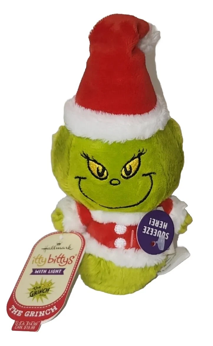 Hallmark Itty Bittys The Grinch with Light Up Heart Plush Toy Christmas NWT
