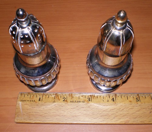 Vintage GODINGER Silver Plated Fluted Salt & Pepper Shaker Set * Neiman Marcus? - Picture 4 of 10