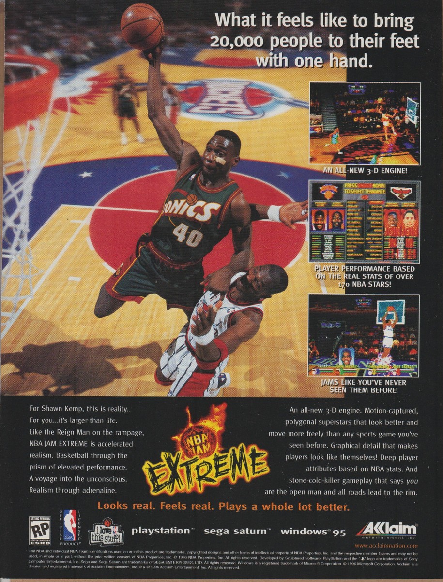 1996 NBA Jam Extreme - Basketball Shawn Kemp - Video Game Promo 1996 NBA Jam Extreme - Basketball Shawn Kemp - Video Game Promo