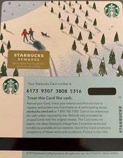 2019 STARBUCKS CHRISTMAS "SLEDDING" GIFT CARD #6173 NO VALUE MINT 