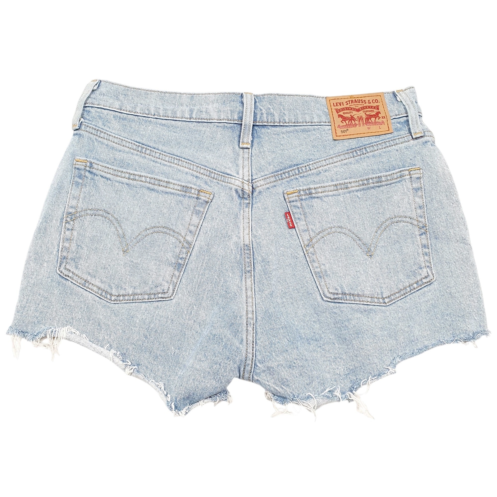 LEVIS 501 Jorts Hot Pants Disressed Blue Denim Jeans Cotton Shorts Womens W30 image 3