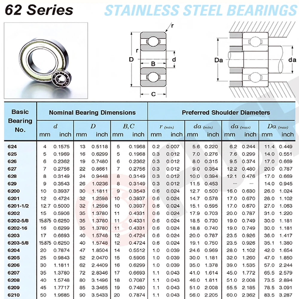 6200 cheap bearing dimensions