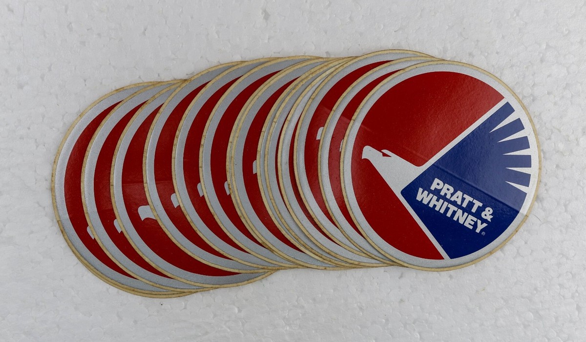 RARE 1980s Pratt & Whitney Eagle Logo 3 Inch Peel-N-Stick Round