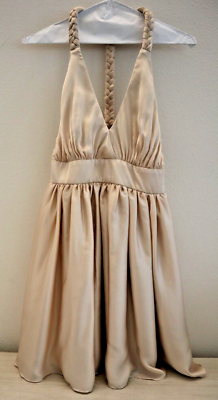 Rae Francis Women's Sz 2 (XS) Taupe Satin Braided Back Reese Mini Dress  $198+ | eBay