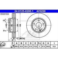 ATE 2X Bremsscheibe Vorne Ø280Mm BelüFtet FüR Mercedes B-Klasse A-Klasse W246