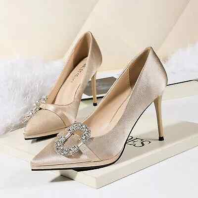 Scarpe decolte eleganti donna stiletto 9 cm oro comodi pelle sintetica 1453