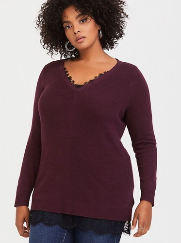 BLACK LACE 2FER SWEATER SIZE 