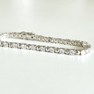 アクセサリー yachako_640 925 Sterling Silver Vintage Clear CZ Cubic Zirconia Tennis