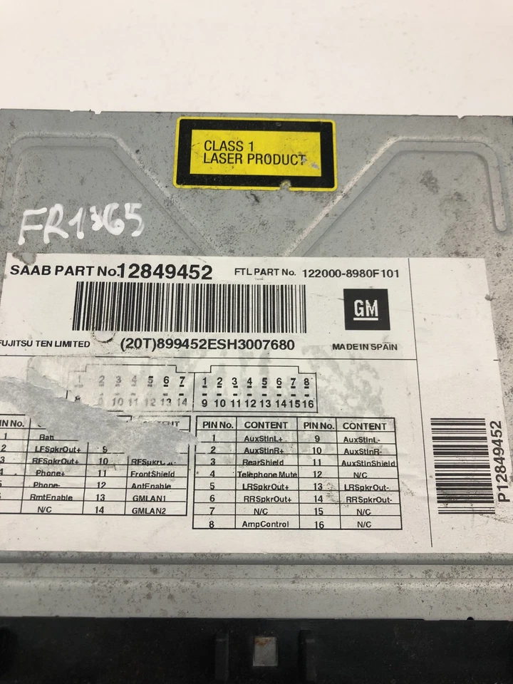 FR1365 SAAB CD RADIO CONTROL 12849452 [PIN/CODE NOT INCLUDED] - Image 4 of 4