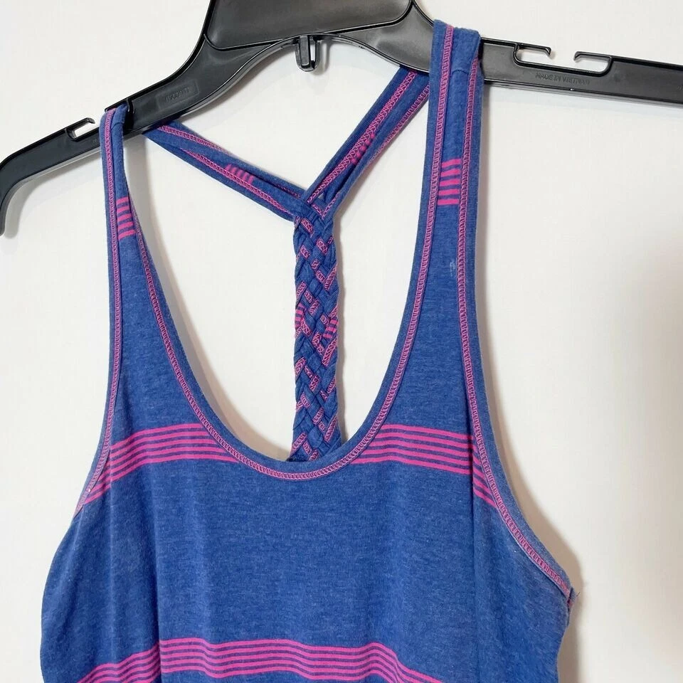 lole striped sleeveless racerback pocket shirt