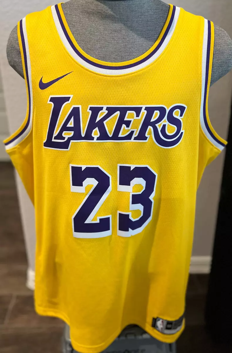 LeBron James Men's 52 XL Nike Swingman Los Angeles Lakers NBA Gold Jersey