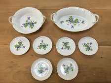 Konvolut: Kaiser Porzellan Viola: 2 Schalen + 6 Gebäckteller / Kompottschalen