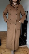 Vintage Jaeger Wool Cashmere Caramel Beige Brown Long Coat Size 6 M S