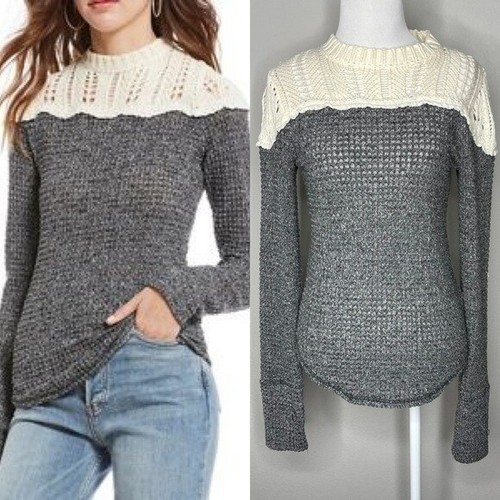 Free People Snowflake Sweater Crochet 