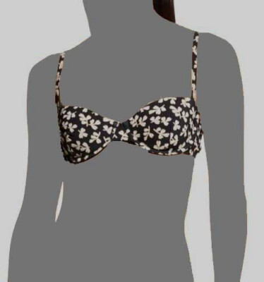 $149 Tory Burch Women's Black Floral Print Underwire Bikini Top Swimwear Size XS