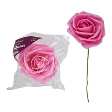 Mega Crafts - 12" EVA Rose Foam Flower with Stem - Pink, 1PC