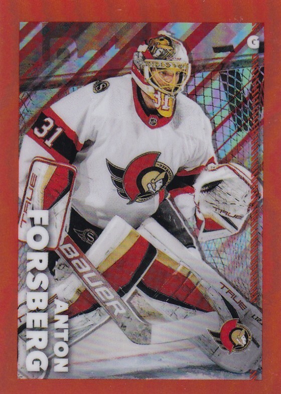 2022-23 TOPPS CHROME NHL STICKER  #353 Anton Forsberg  SSP  ORANGE  /25  MADE